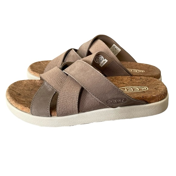 KEEN Shoes - KEEN Elle Mixed Slide Platform Sandals Brindle / Birch Size 6.5